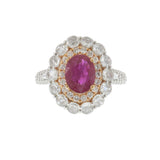 18KT White & Rose Gold Burmese Ruby & Diamond Ring – 3.62CTW