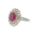 18KT White & Rose Gold Burmese Ruby & Diamond Ring – 3.62CTW