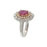 18KT White & Rose Gold Burmese Ruby & Diamond Ring – 3.62CTW