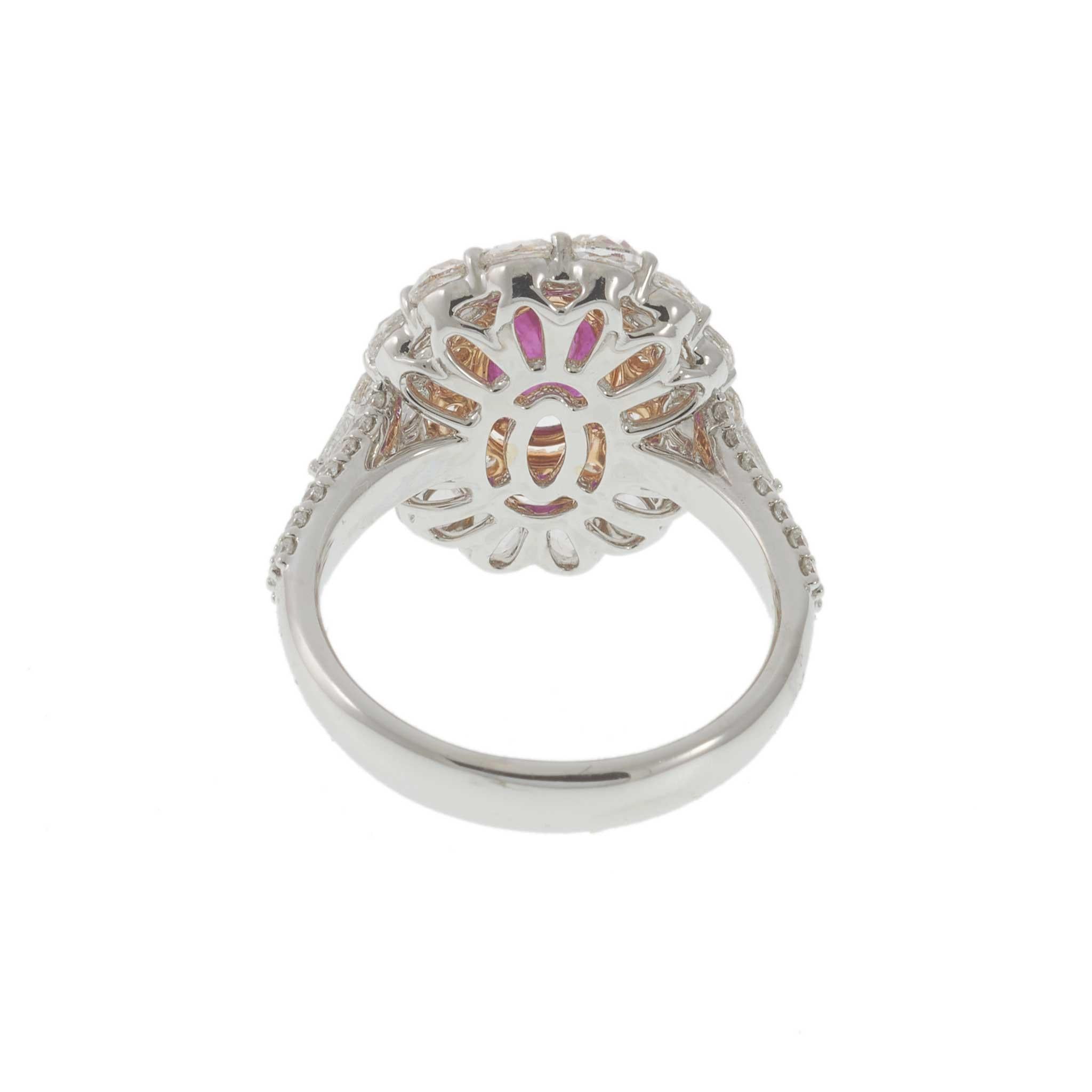 18KT White & Rose Gold Burmese Ruby & Diamond Ring – 3.62CTW