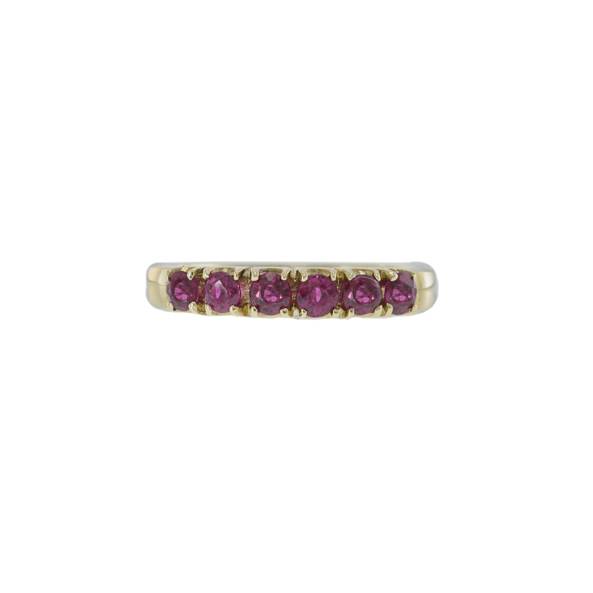 Vintage 14KT Yellow Gold Ruby Half Eternity Band