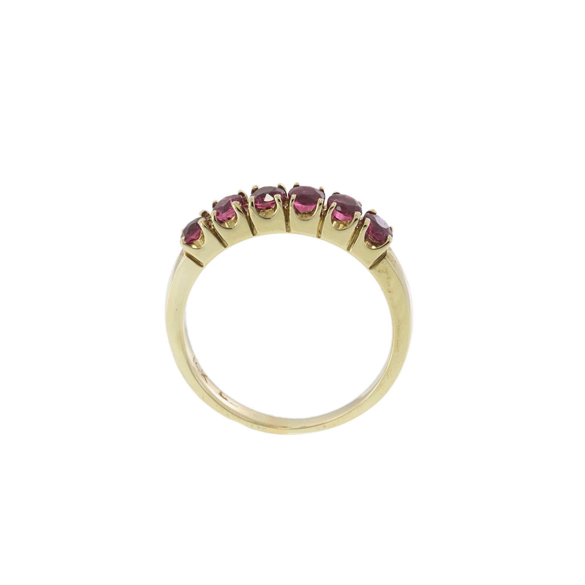Vintage 14KT Yellow Gold Ruby Half Eternity Band