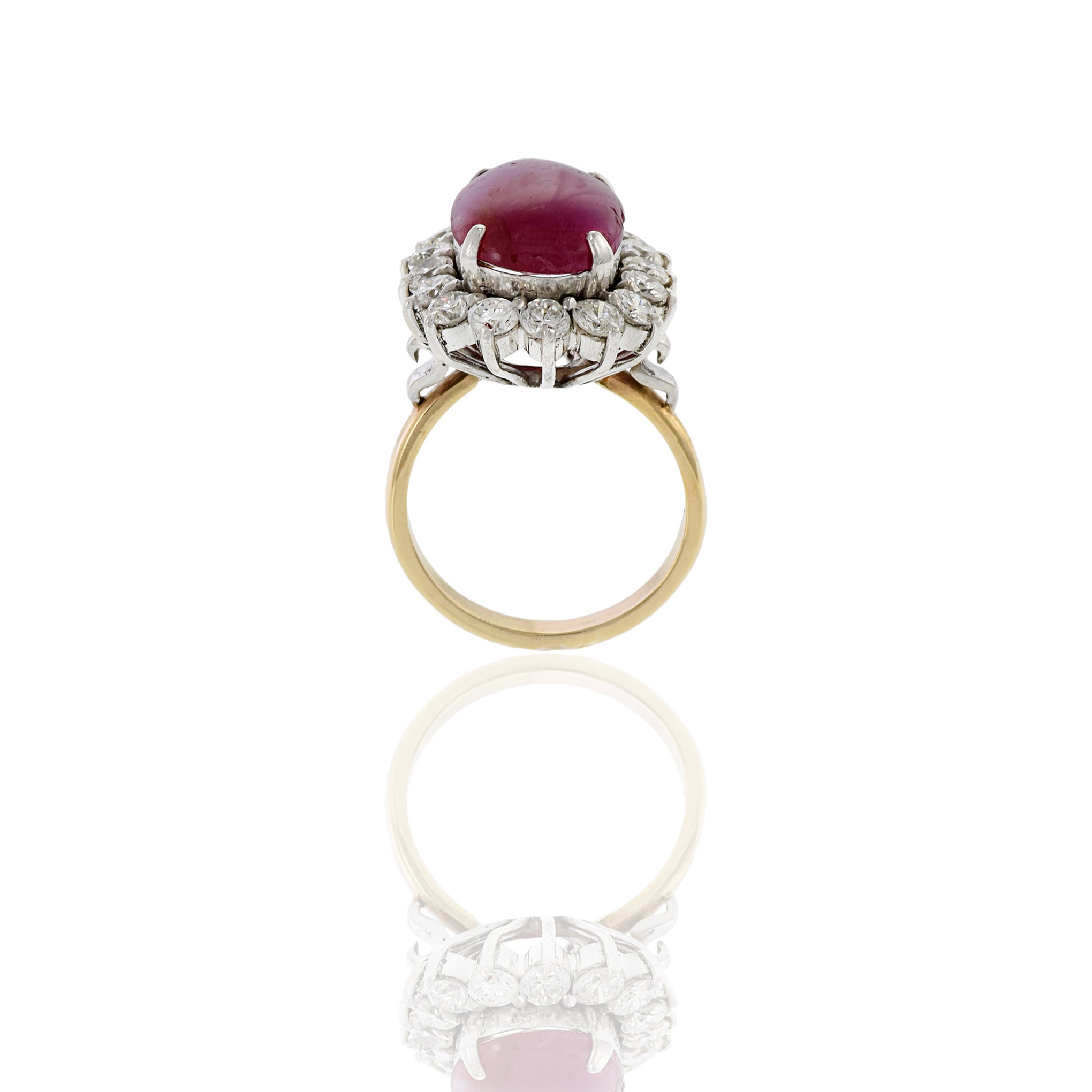 Vintage 14KT Yellow Gold Ruby And Diamond Ring