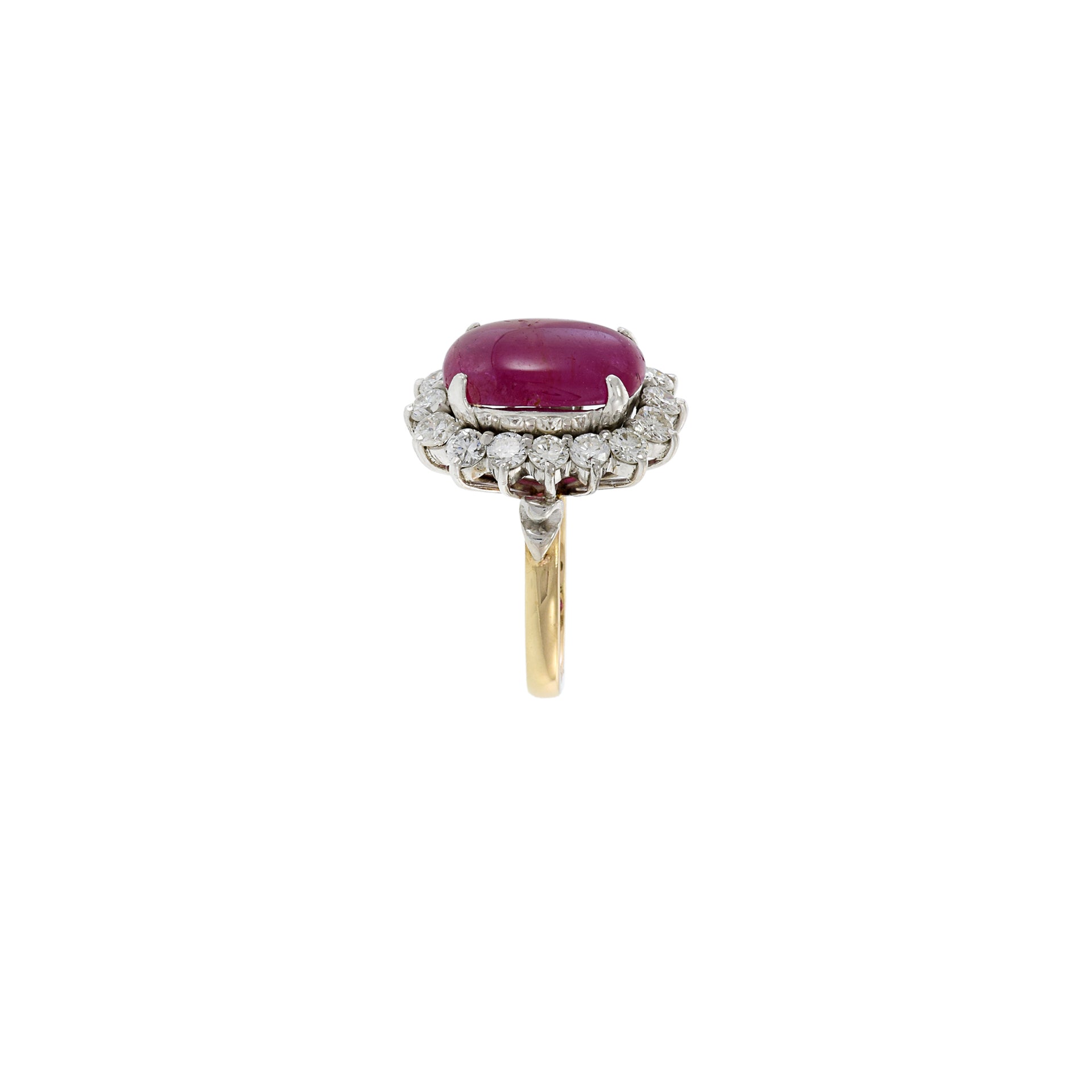Vintage 14KT Yellow Gold Ruby And Diamond Ring