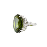 Estate Retro Era Platinum Peridot And Diamond Ring