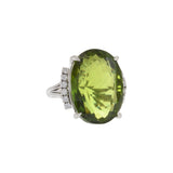 Estate Retro Era Platinum Peridot And Diamond Ring