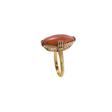 18KT Yellow Gold 1970s Red Agate Filigree Marquise Ring