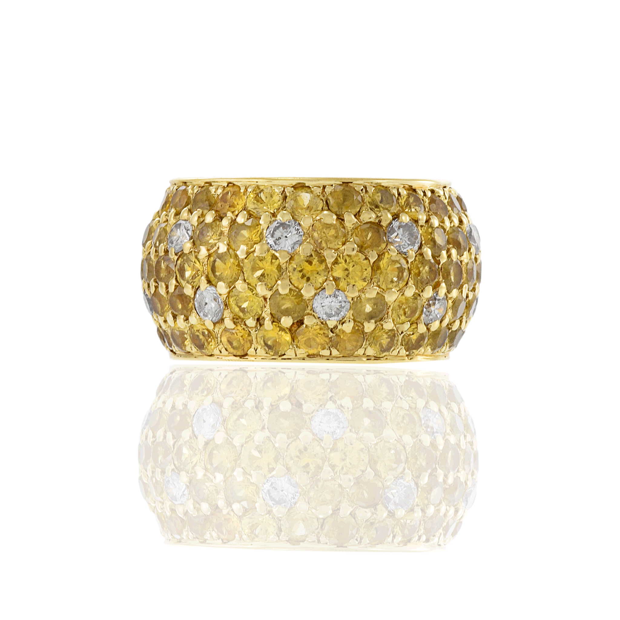 18KT Yellow Gold Yellow Sapphire And Diamond Band