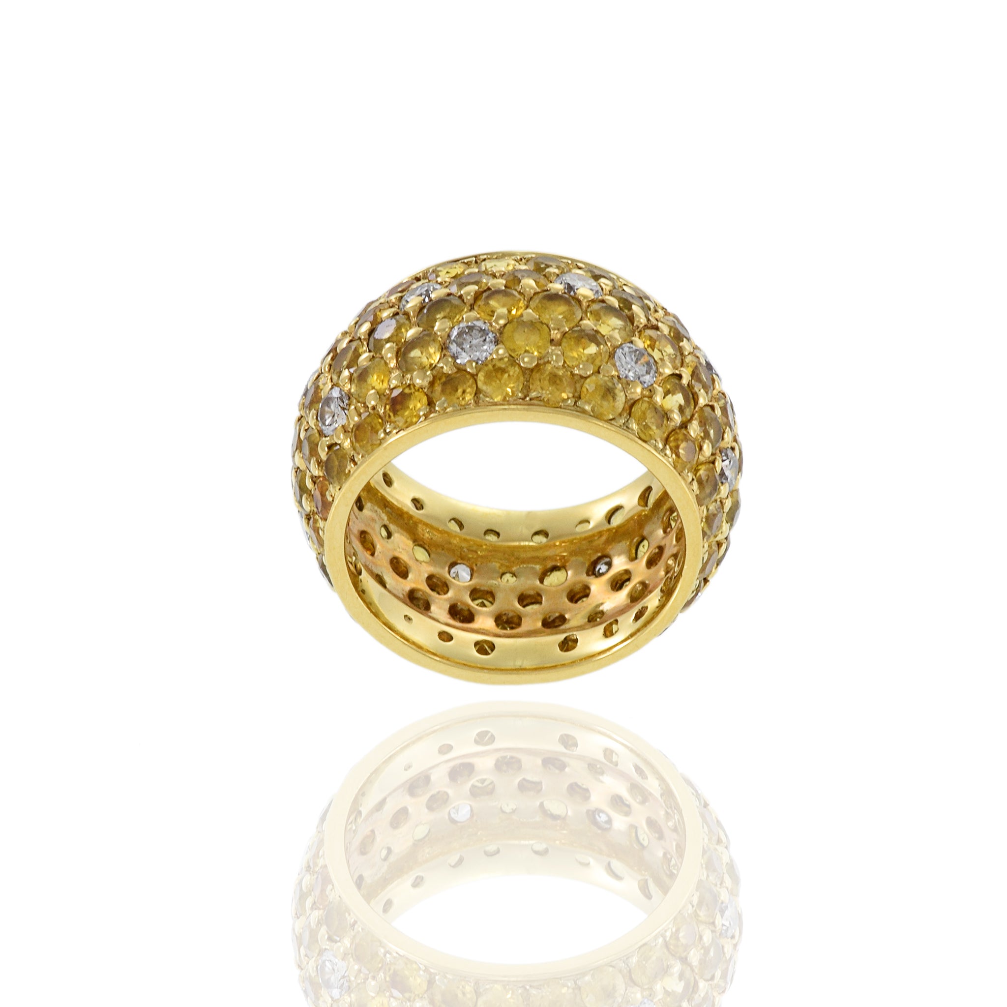 18KT Yellow Gold Yellow Sapphire And Diamond Band