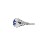 Estate Art Deco 18KT White Gold Sapphire And Diamond Ring