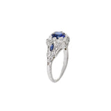 Estate Art Deco 18KT White Gold Sapphire And Diamond Ring