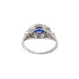 Estate Art Deco 18KT White Gold Sapphire And Diamond Ring