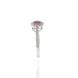 18KT White Gold Ruby Halo Diamond Ring