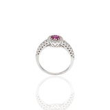 18KT White Gold Ruby Halo Diamond Ring