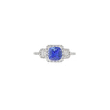 18KT White Gold Cushion Cut Tanzanite And Diamond Ring