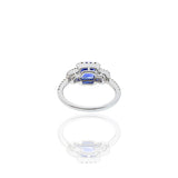 18KT White Gold Cushion Cut Tanzanite And Diamond Ring