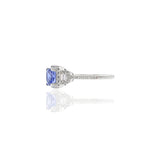 18KT White Gold Cushion Cut Tanzanite And Diamond Ring