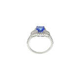 18KT White Gold Cushion Cut Tanzanite And Diamond Ring