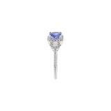 18KT White Gold Cushion Cut Tanzanite And Diamond Ring