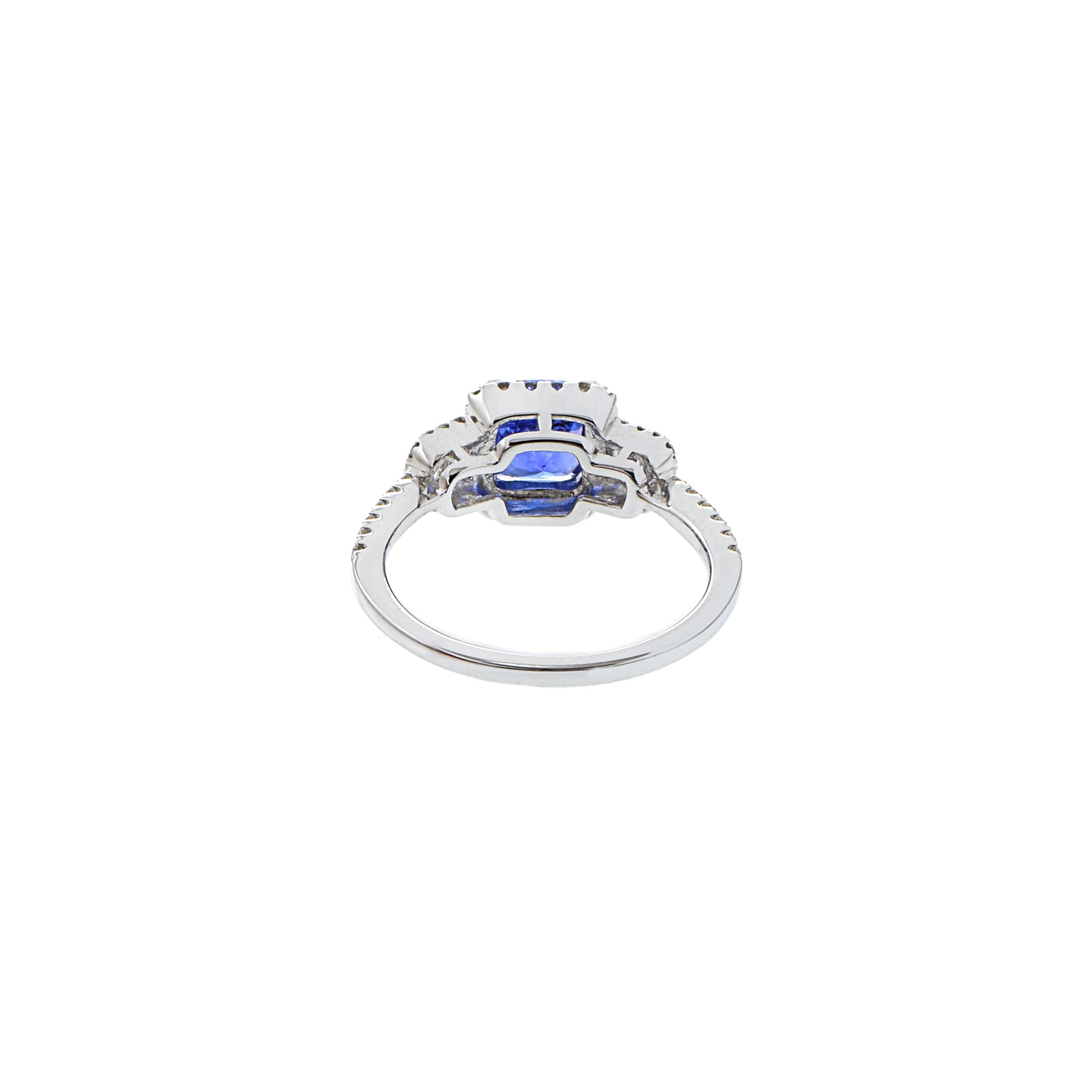 18KT White Gold Cushion Cut Tanzanite And Diamond Ring