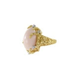 Retro Era 18KT Yellow Gold Angel Skin Coral And Diamond Ring