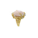 Retro Era 18KT Yellow Gold Angel Skin Coral And Diamond Ring