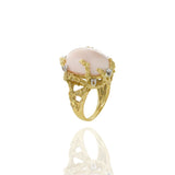 Retro Era 18KT Yellow Gold Angel Skin Coral And Diamond Ring