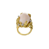 Retro Era 18KT Yellow Gold Angel Skin Coral And Diamond Ring