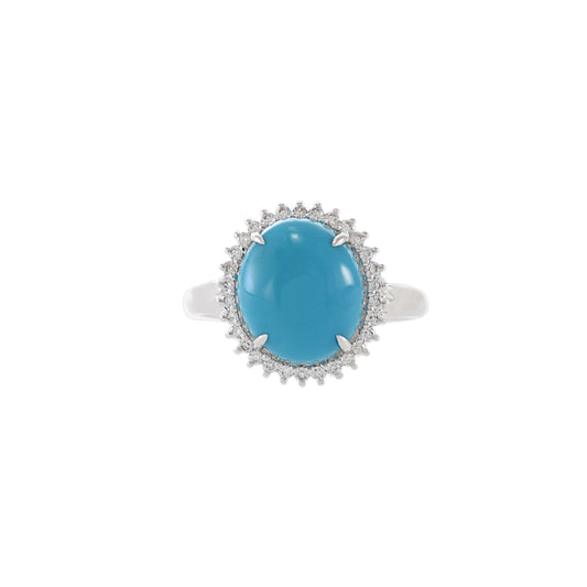 18KT White Gold Turquoise And Diamond Ring