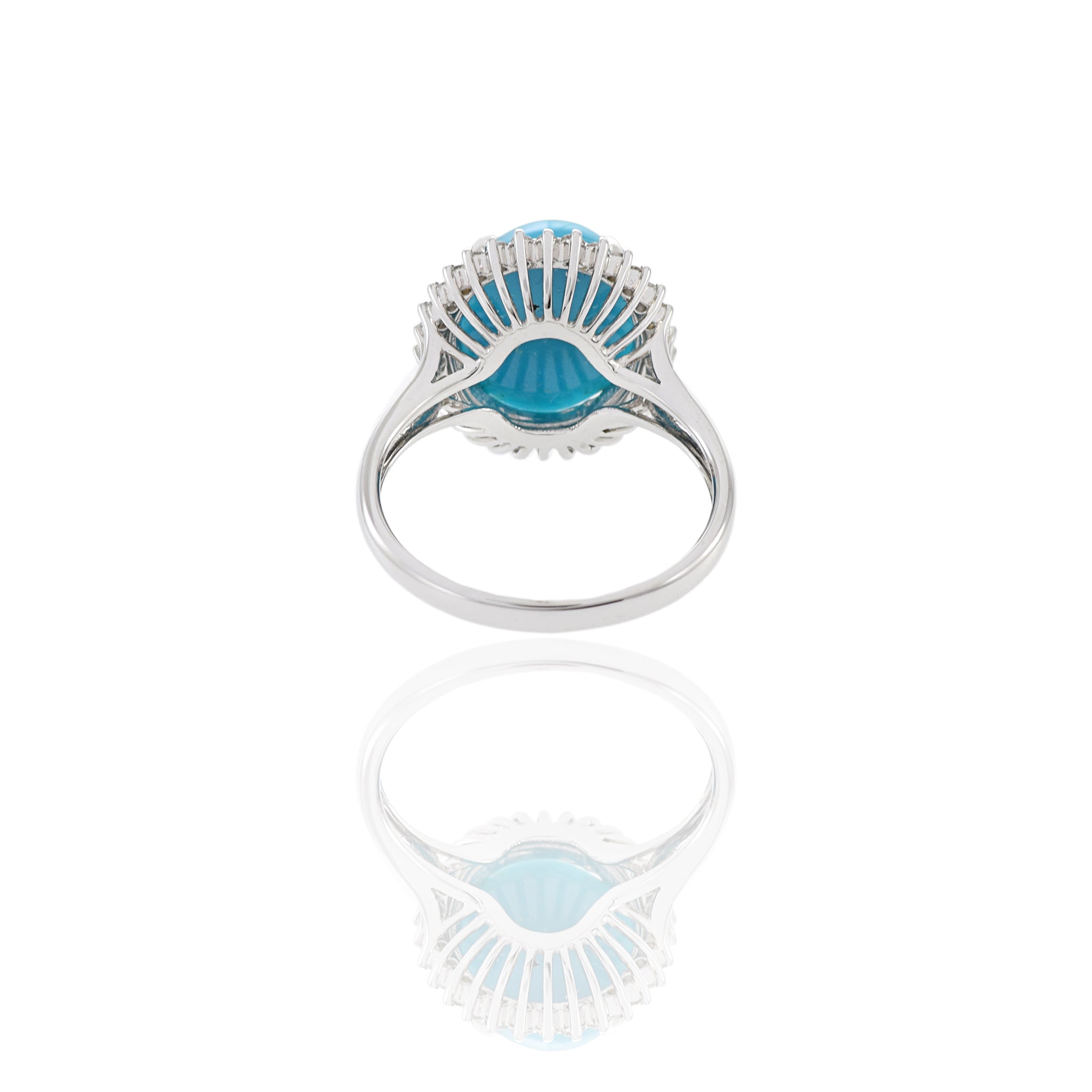 18KT White Gold Turquoise And Diamond Ring