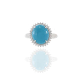 18KT White Gold Turquoise And Diamond Ring