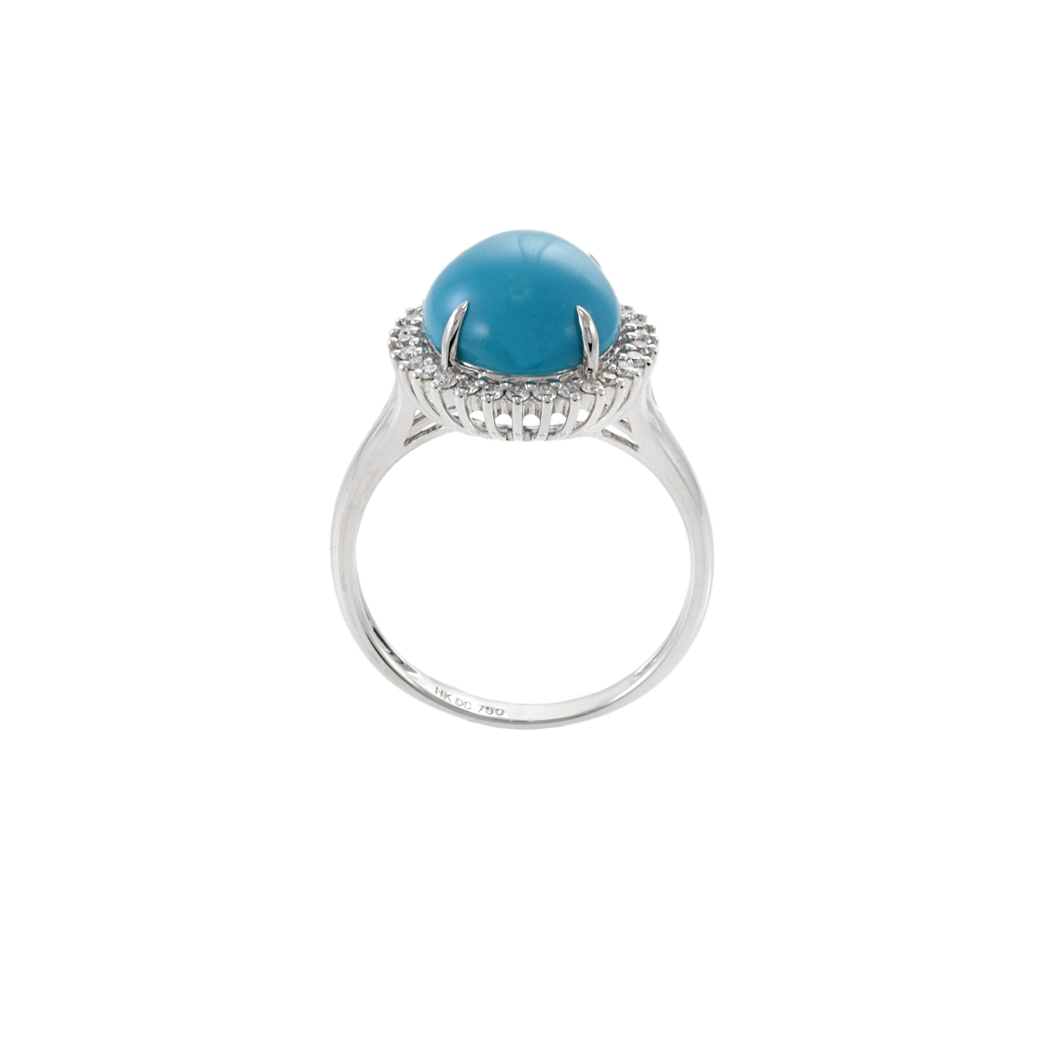 18KT White Gold Turquoise And Diamond Ring