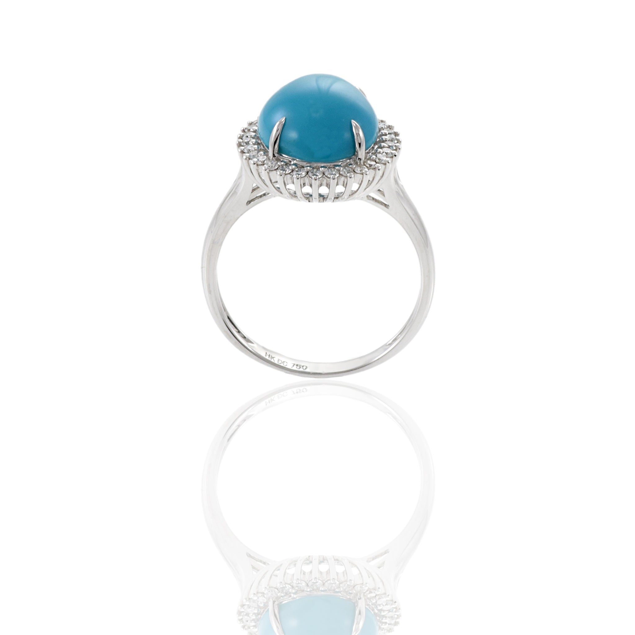 18KT White Gold Turquoise And Diamond Ring