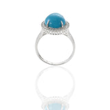 18KT White Gold Turquoise And Diamond Ring