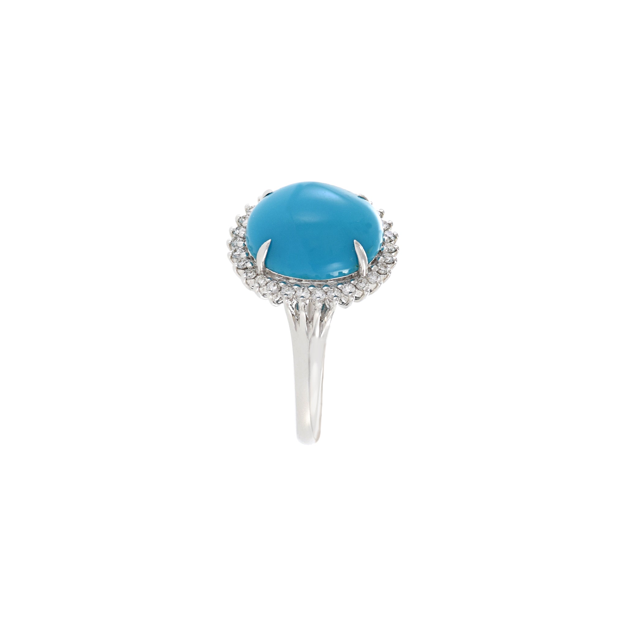 18KT White Gold Turquoise And Diamond Ring