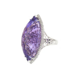 18KT White Gold Marquise Amethyst Cocktail Ring with Diamond Halo