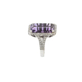 Estate 1940s 18KT White Gold Amethyst And Diamond Ring