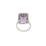 Estate 1940s 18KT White Gold Amethyst And Diamond Ring