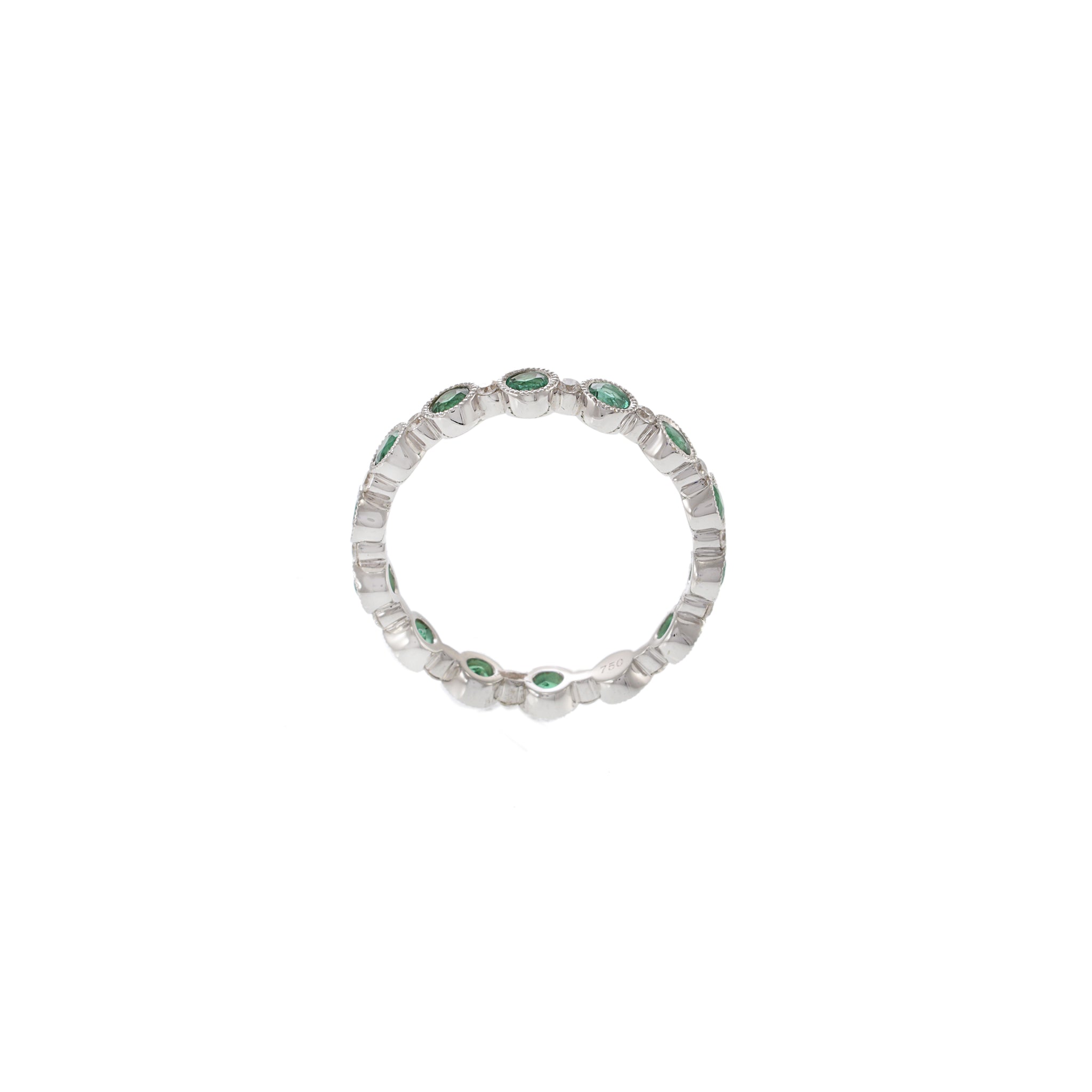 18KT White Gold Emerald and Diamond Eternity Band