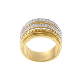 18KT Yellow and White Gold Two-Row Diamond and Rope-Twist Wide Band Ring