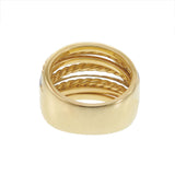18KT Yellow and White Gold Two-Row Diamond and Rope-Twist Wide Band Ring
