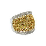 18K Two-Tone Dome Ring with Yellow and White Diamonds, 3.65 CTW