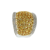 18K Two-Tone Dome Ring with Yellow and White Diamonds, 3.65 CTW