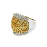 18K Two-Tone Dome Ring with Yellow and White Diamonds, 3.65 CTW
