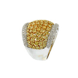18K Two-Tone Dome Ring with Yellow and White Diamonds, 3.65 CTW