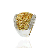 18K Two-Tone Dome Ring with Yellow and White Diamonds, 3.65 CTW