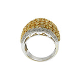 18K Two-Tone Dome Ring with Yellow and White Diamonds, 3.65 CTW