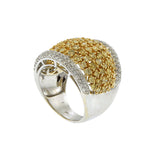 18K Two-Tone Dome Ring with Yellow and White Diamonds, 3.65 CTW