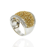 18K Two-Tone Dome Ring with Yellow and White Diamonds, 3.65 CTW