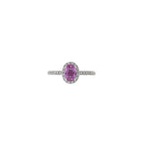 18KT White Gold Pink Sapphire and Diamond Ring